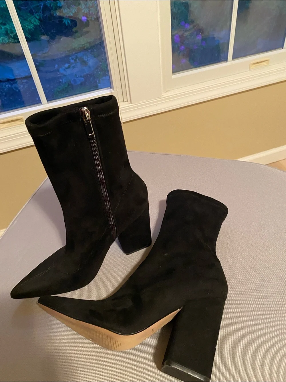 Marc Fisher - The “Larry” Black Suede Pointed-Toe Sock Bootie Sz 7